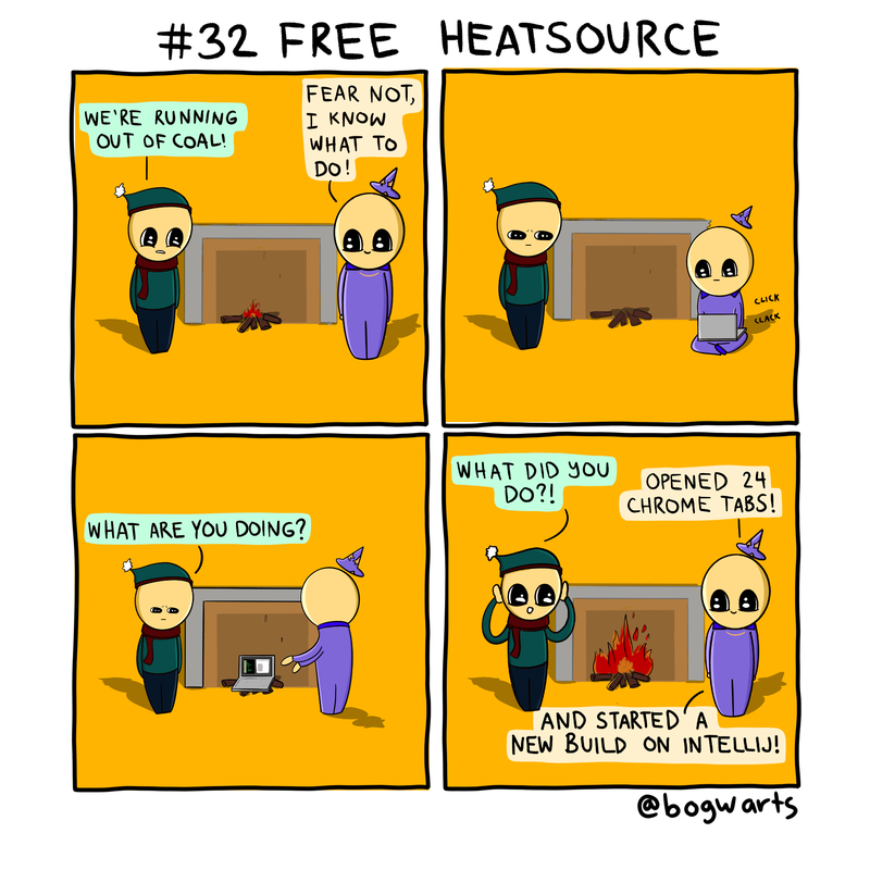 wholesome coding comics heat intellij laptop chrome